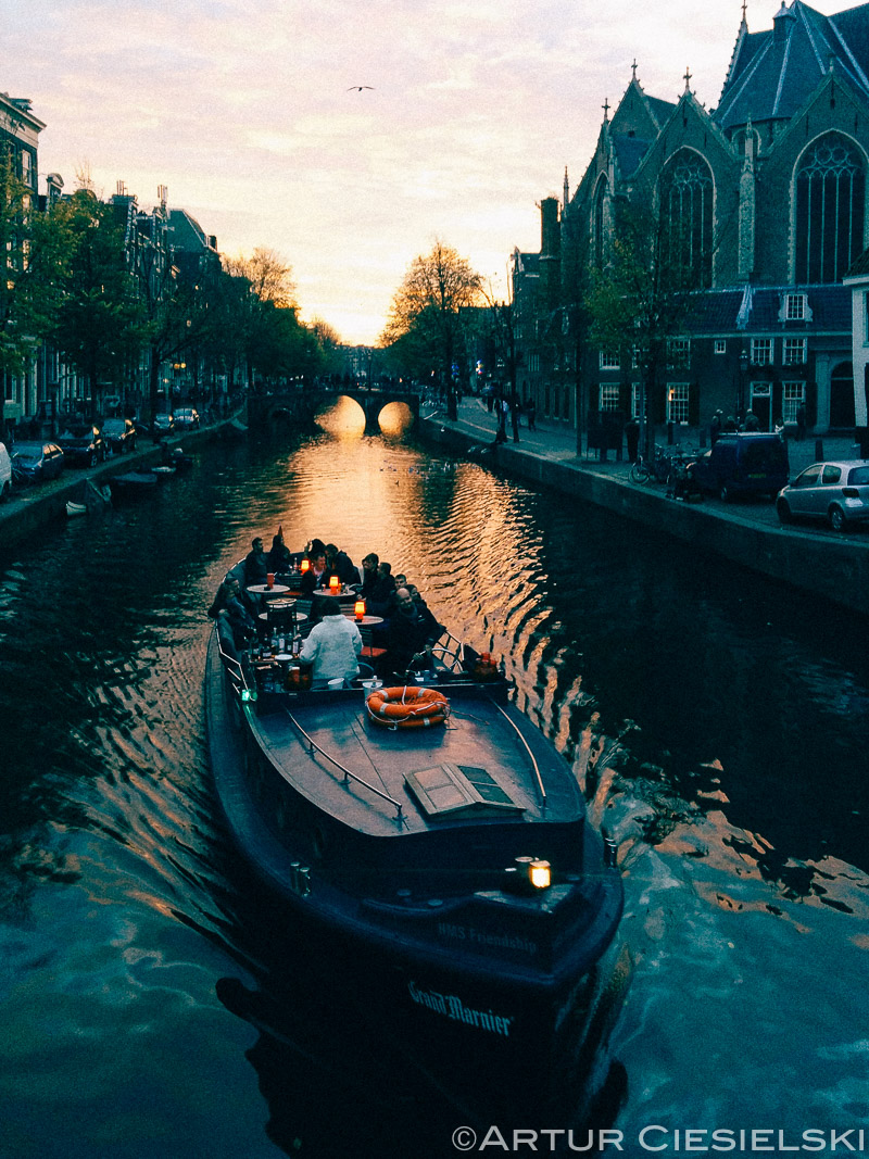 A tourist boat on one of the canals.
